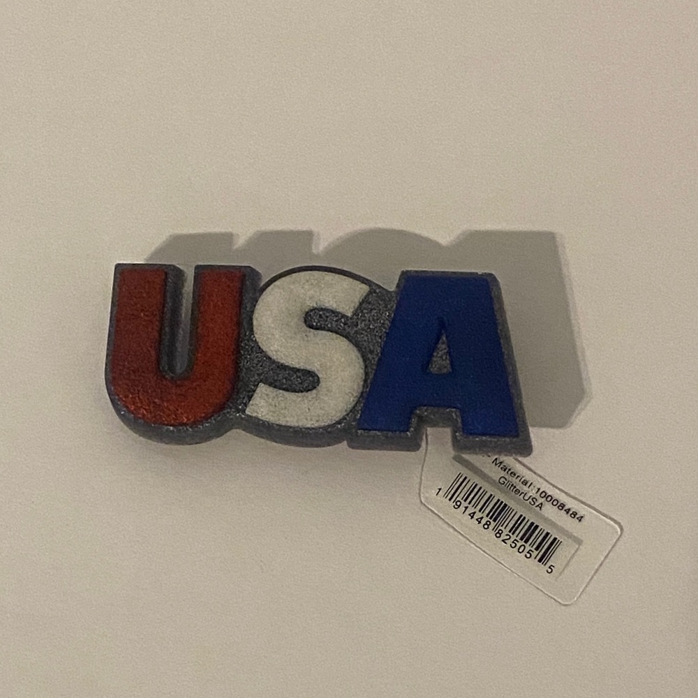 NWT USA Sparkly Red, White, and Blue Croc Jibbitz